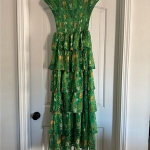 Elegant Green Floral Maxi Dress